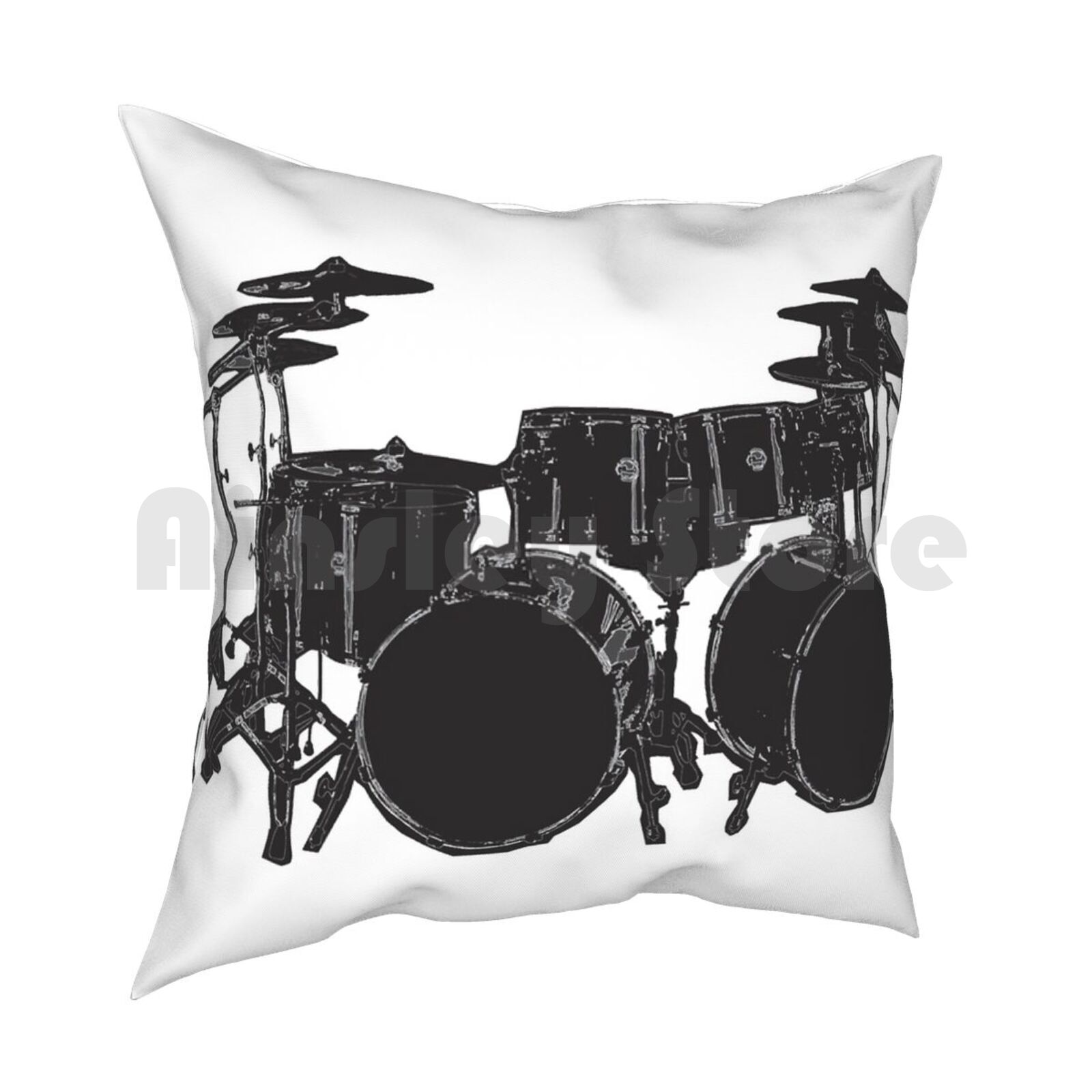 Drum Kit Pillow Case Printed Home Soft Throw Pillow Drums Drum Kit Drummer Music Drum Drum Sticks Play Drums Bands Play 30x30cm 12x12in