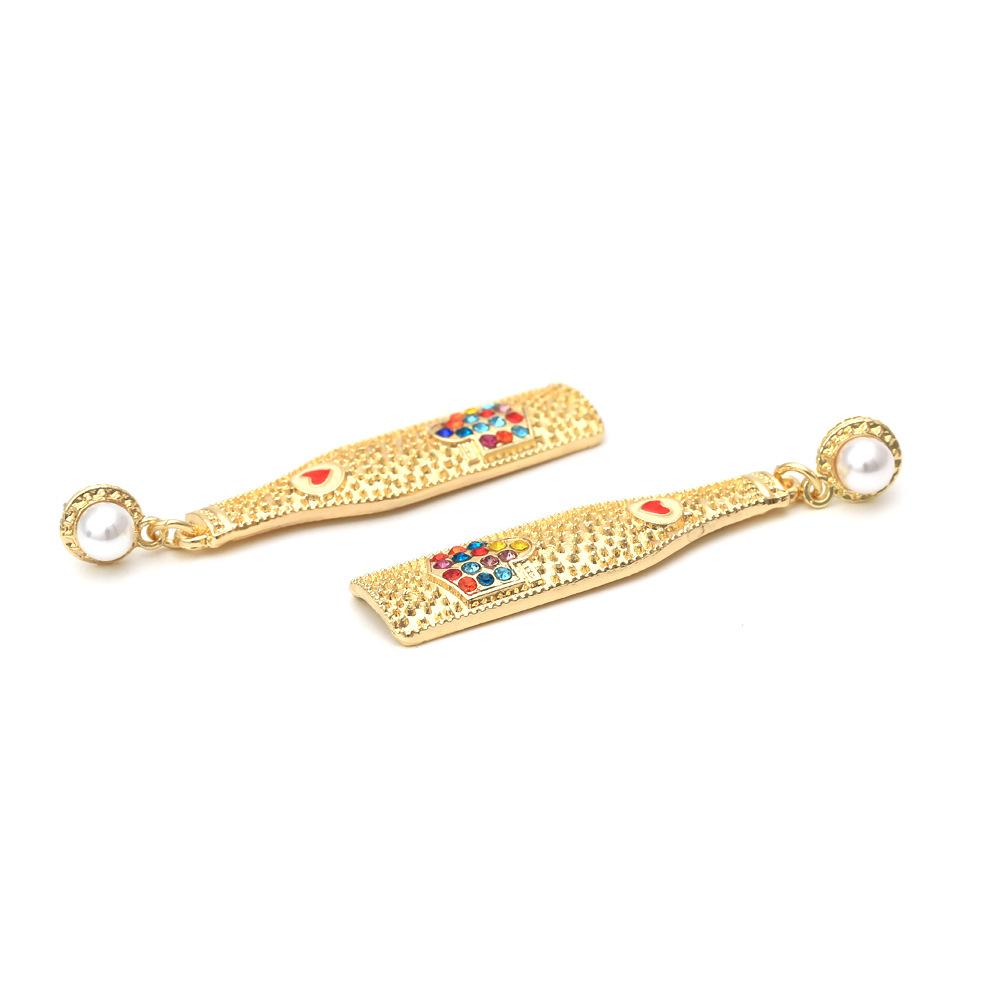 European and American New Fashion Fun Creative Design Sense Wine Bottle Alloy Diamond Earrings Simple Personality