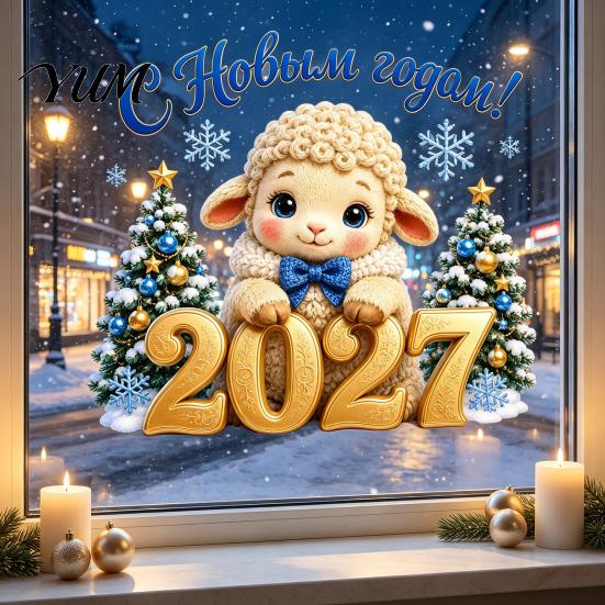Russian New Year Window Decor Lamb Cling, Cartoon Sheep Static Glass Sticker, Holiday Decorations Reusable PVC Decal for Home and Store Decoration