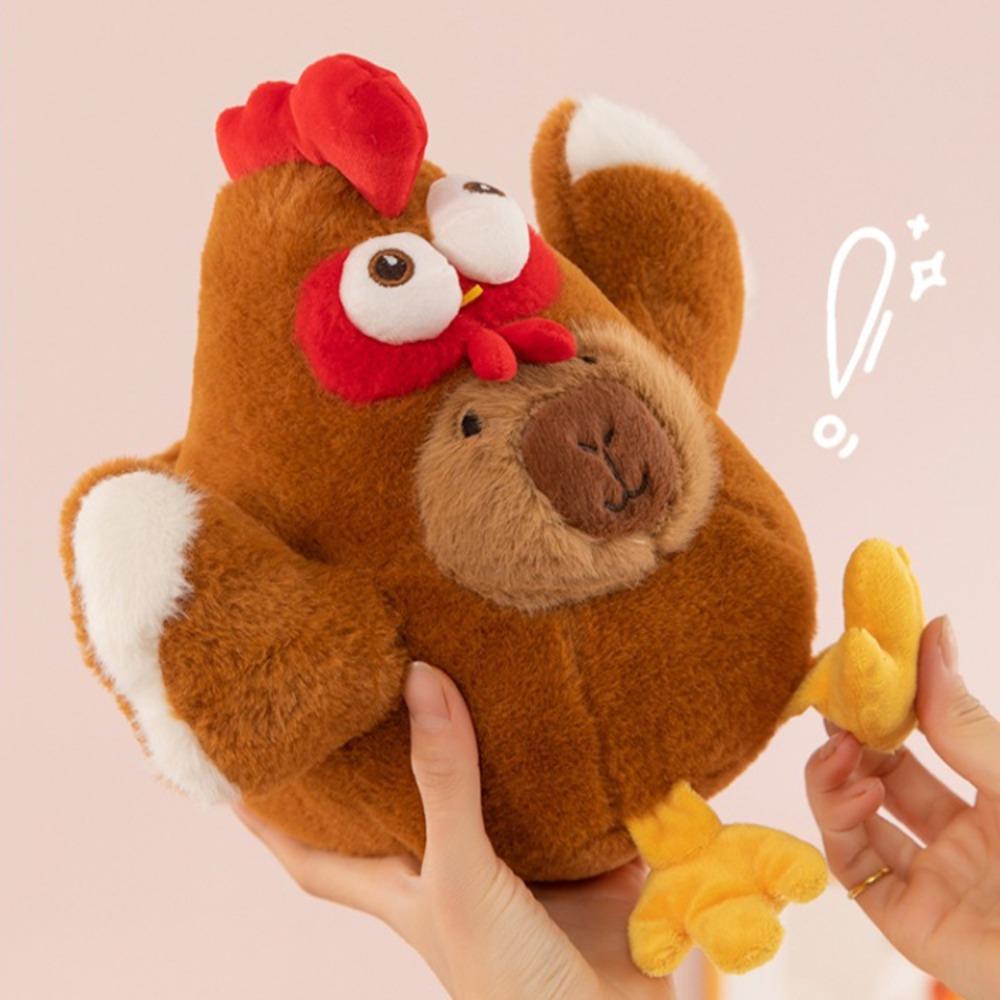 Fluffy Chicken Capybara Cotton Doll Hen Capybara Stuffed Doll  Christmas Gift