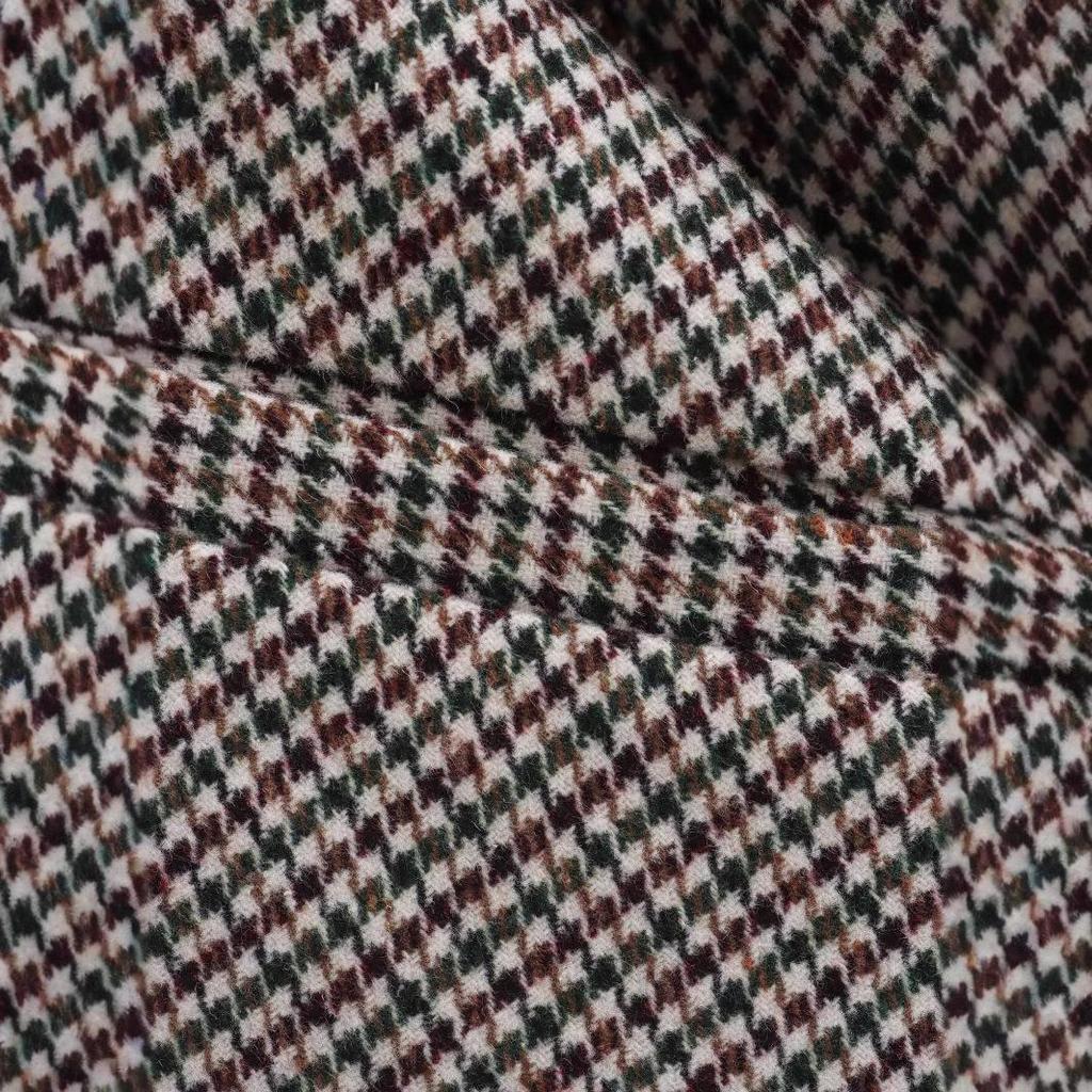 Spring 2025 European & American Women's Fashion Suit: Blazer & Houndstooth Pleated Skirt Set