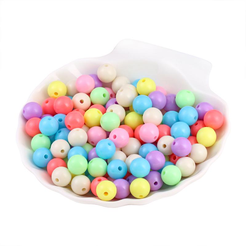 Solid Color Round Acrylic Beads for DIY Bracelets - Jewelry Accessories