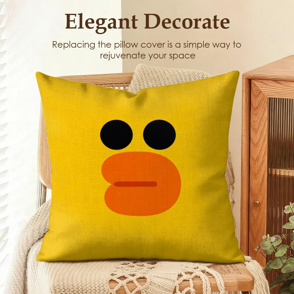 Minimalist Cartoon Face Cushion Cover Natural Linen Organic Fabric DoubleSided Printing Sofa Home Decor Gift Pillow Cover