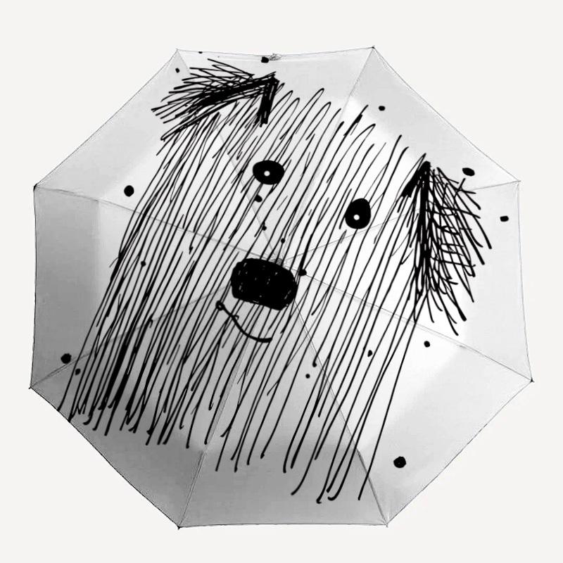 

1pc Puppy Love Automatic Folding Umbrella with 8-Rib Windproof Design, Portable Foldable Sunshade Umbrella For Halloween, Christmas Gifts081