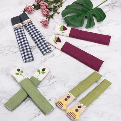 1 Pair Cotton Refrigerator Door Knob Covers Oven Handle Protectors Heat-Resistant Kitchen Appliance Grips For Safety 