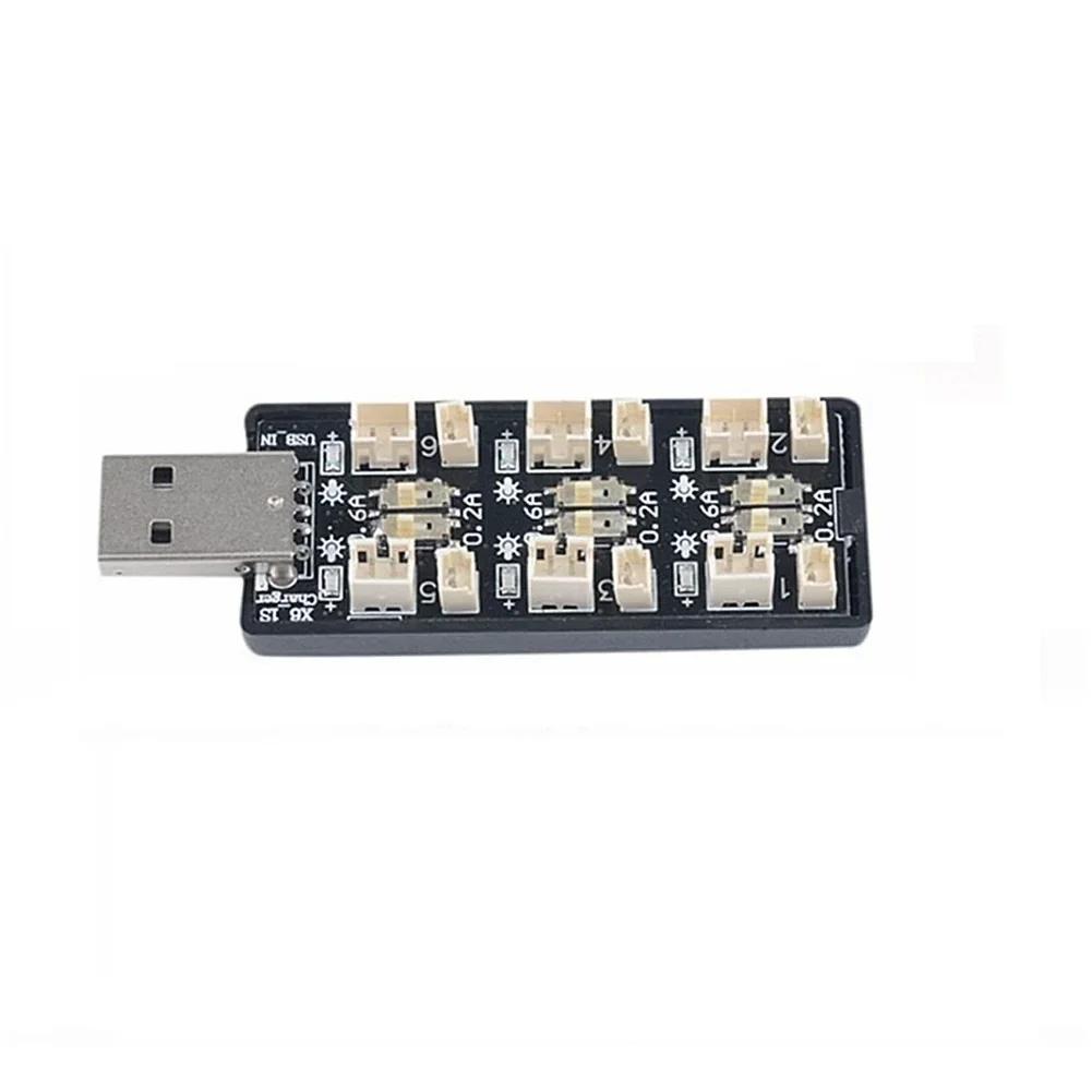 USB 6 Channel Charging Board for LIPO and LiHV Batteries 2 5V to 4 35V with Adjustable Current 0 2A or 0 6A for RC Battery Packs