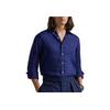 Polo Ralph Lauren Solid Color Long Sleeve Polo Collar Embroidered Single Breasted Shirt Classic Edition Men shirts Navy-Blue 710966292-501