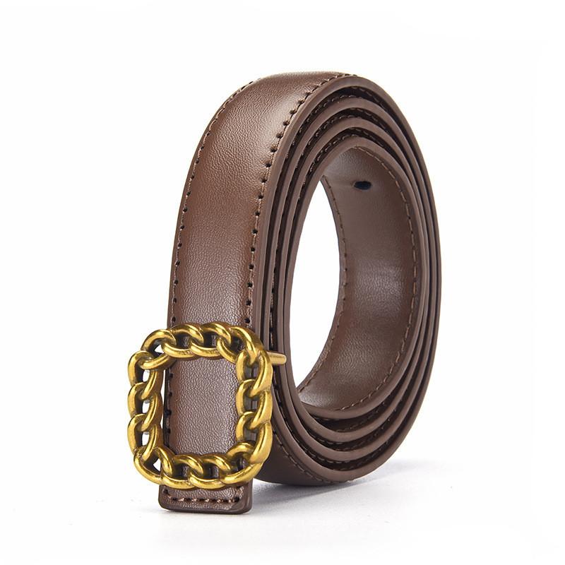 Retro Waist Women Belt In Pu Material With Alloy Plate Buckle For Use Daily