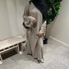 Saudi-Arabien Muslimische Frauen Bescheidenes Kleid Eid Dubai Plain Abaya Islamische Feiertagsparty Solide Türkei Schnürmanschetten Lange Kleidung