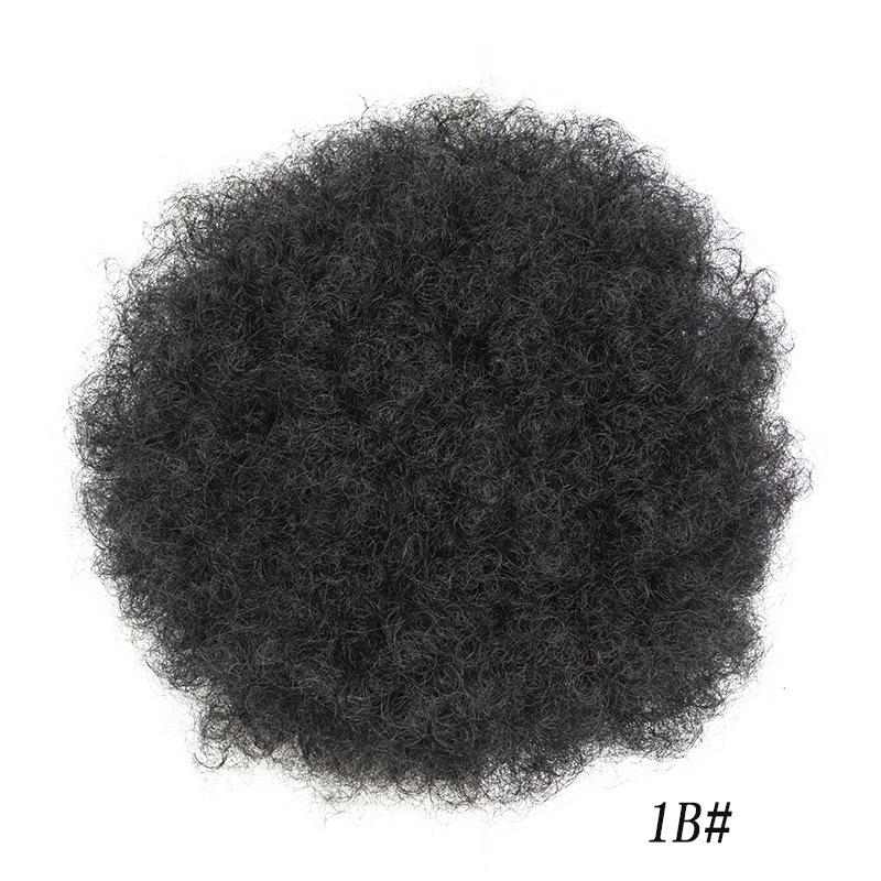 African Small Curls Fluffy Explosion Drawstring Bun Wig