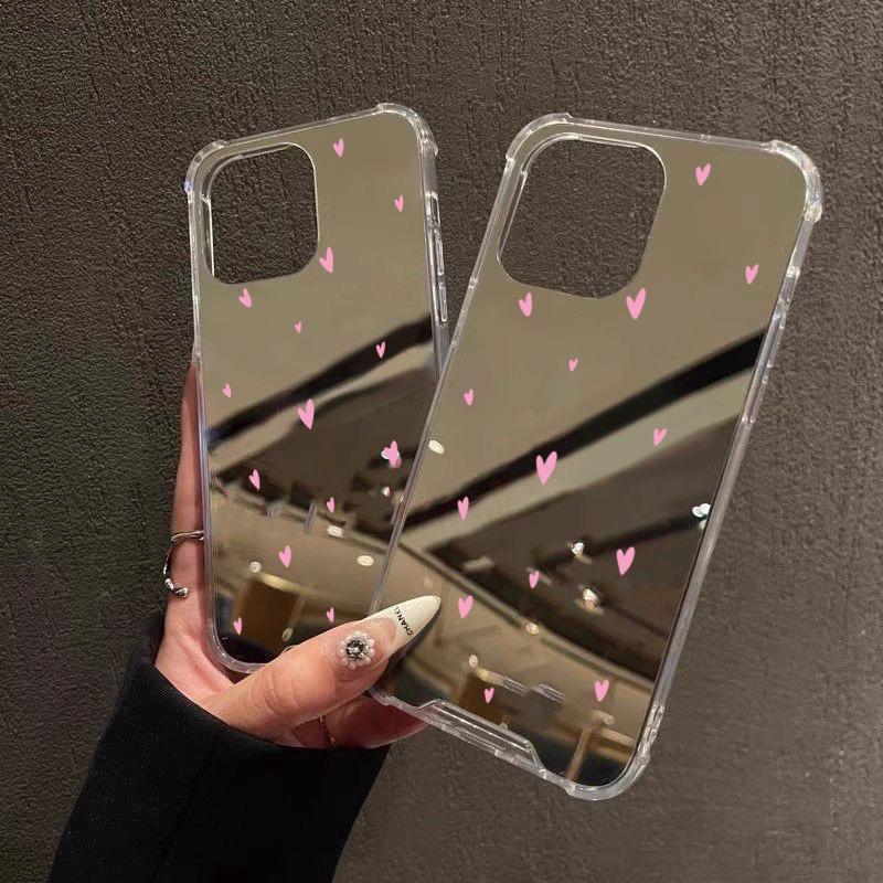 Luxury Mirror Anti Drop Little Hearts Pattern Phone Case For iPhone 16 15 14 13 12 11 Pro Max XS X XR 7 8 Plus SE Soft Cover