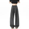Old money wind vertical pattern scimitar pants men's summer relaxation loose and vertical wide-leg casual pants pleated retro trousers