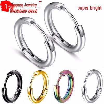 Ohrringe im koreanischen Stil aus Titanstahl mit Sternen, antiallergisch - Edelstahl-Ohrclips und Creolen-Schmuck