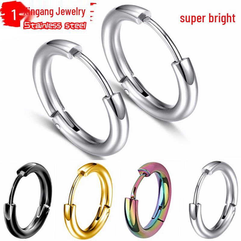 Korean Style Titanium Steel Star Anti-Allergy Earrings - Stainless Steel Ear Clips and Hoops Jewelry