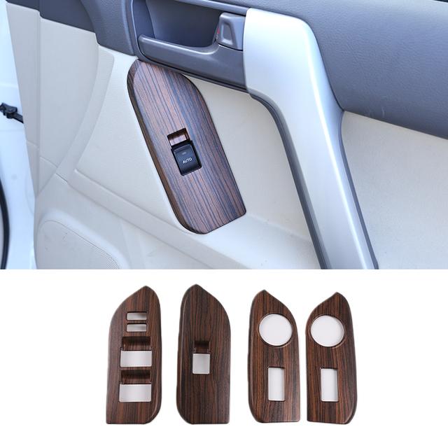 Car Window Glass Lift Switch Button Control Panel Frame Cover Trim For Toyota Land Cruiser Prado FJ150 150 2014-2018 Accessories