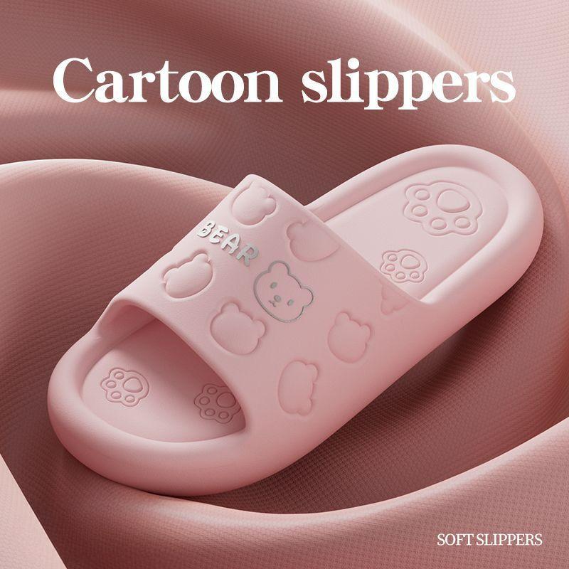 

Женские летние нескользящие EVA милые тапочки с медведем женские легкие банные мягкие сандалии пара унисекс домашние комнатные тапочки 40-41 розовый