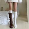 White Vertical Stripe Skinny Boot Insoles Japanese Fashion Knee High Shoe Pads Ladies Daily Wear