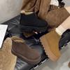 Women's Slope Heel Cotton Boots Winter New Round Head Suede Back Zipper Thick Sole Non-slip Short Snow Boots