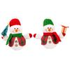 Christmas Plush Snowman Doll Tabletop Decoration Lighted Small Snowman Ornament for Winter Home Kitchen Mantel