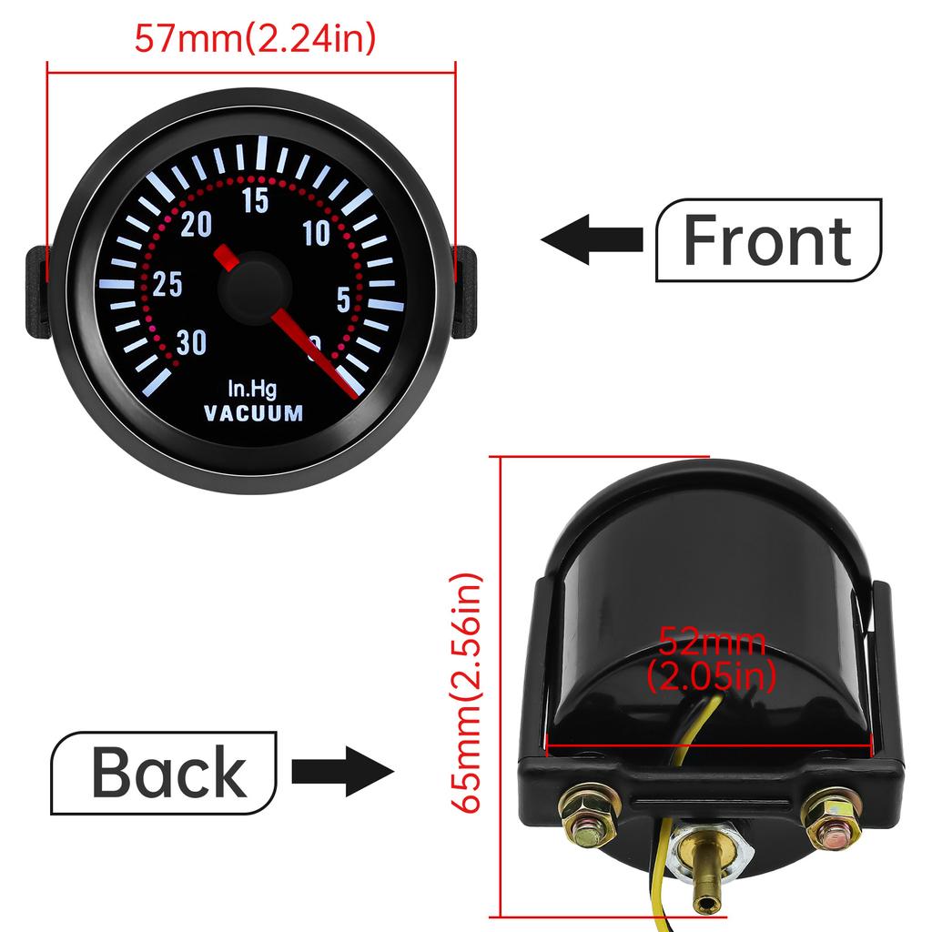 Lentila de fum HD 52mm Tahometru automat LED alb 0-8000 RPM Contor auto Boost Gauge Bar Psi Vacuum Temperatura apei Presiunea uleiului