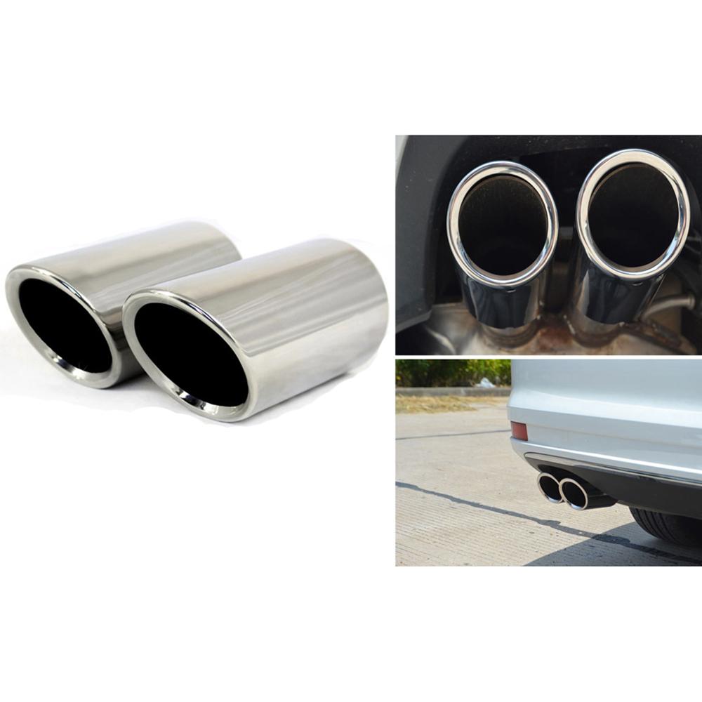 DSYCAR 1pair Chrome Plating Stainless Steel Car Exhaust Muffler Tip Pipes Covers ,universal Car Accessories