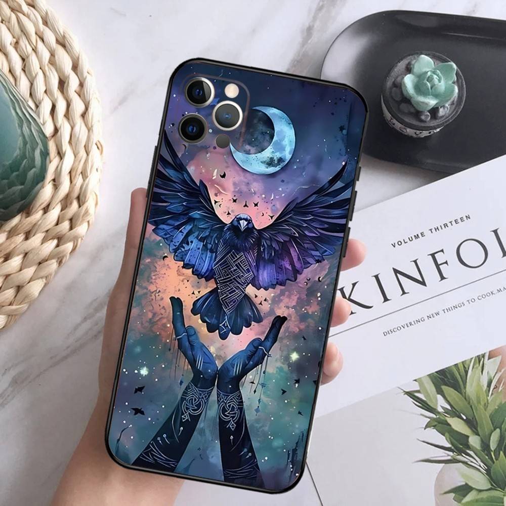 

Occult Witchcraft Moon Gothic Witch Phone Case For iPhone 16,15,14,13,12 Mini 11 Pro XR,X,XS,MAX 7,8 Plus Cover Soft Black iPhone12PRO