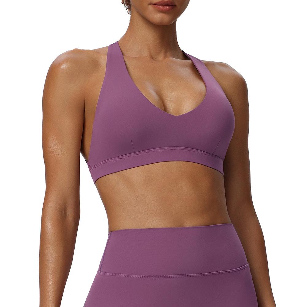 Women's Breathable Quick-Dry Halter Sports Bra with Chest Pads for Yoga and Fitness
