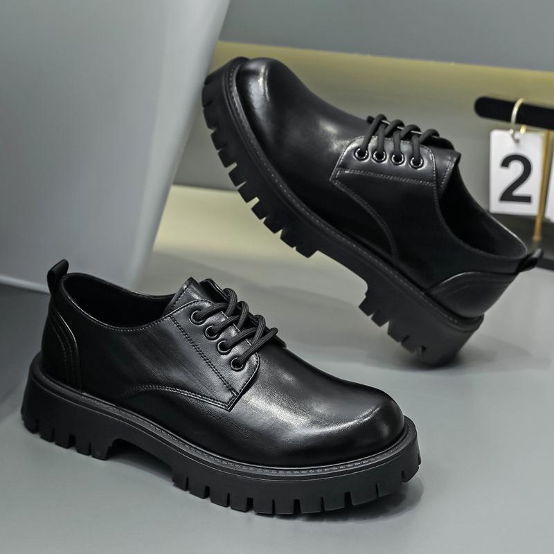 Dress big head trend low top Martin boots platform casual men's shoes leather shoes breathable British style 2025