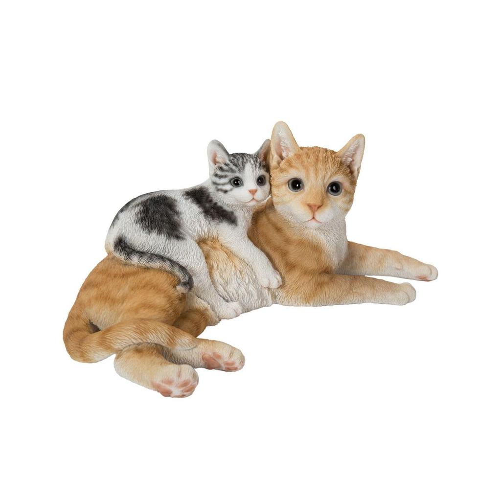 Ubia Mother and Kitten On Their 32 X X 15 Doll Garden H20577 Bellies, 20.5 Cm, Figurine, Ornament, Animal, Decor, Cat,