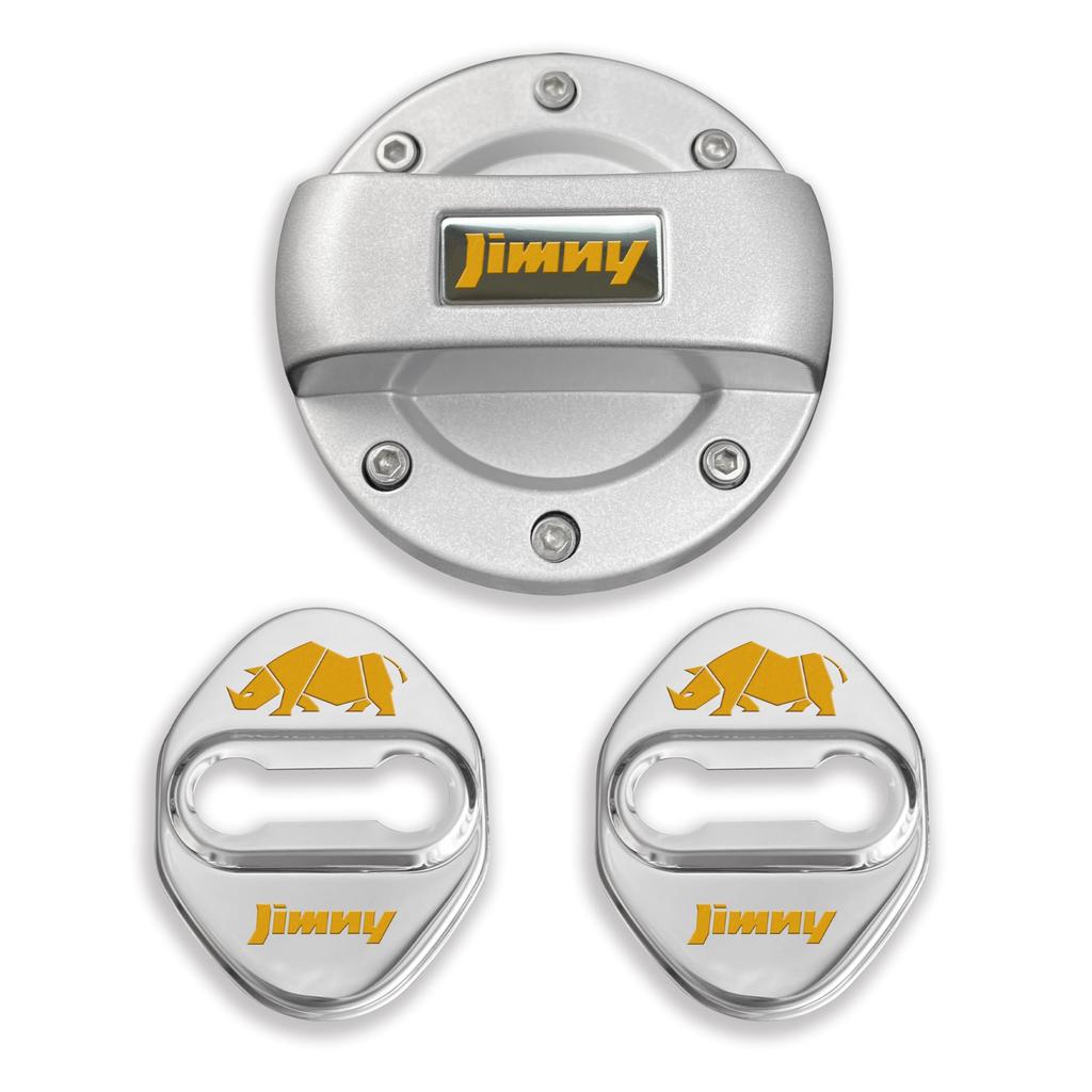 Jimny Fuel Filler Cap Fuel Cap Door Striker Door Lock Type Set Cover, Cover, Cover, Cover, Stick-On (Silver) [Used]