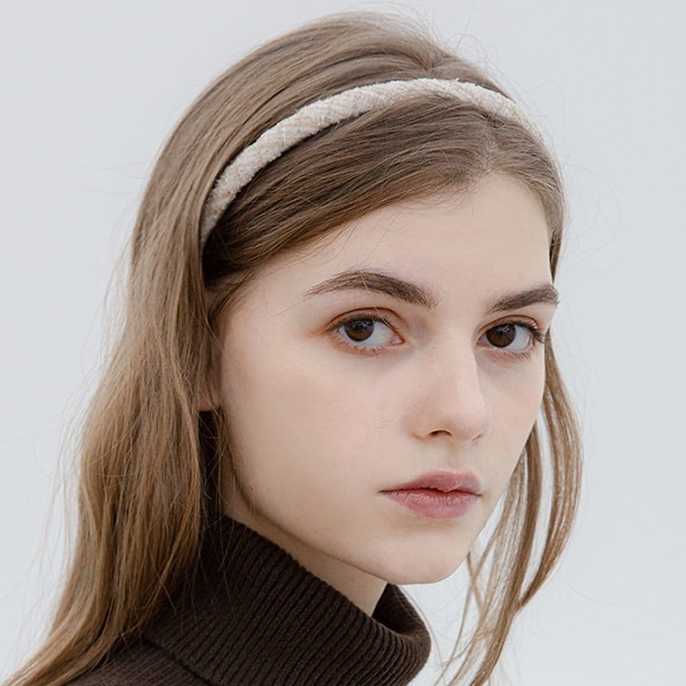 

Простой твидовый тонкий ободок для волос Jp-21-023Hb ivory