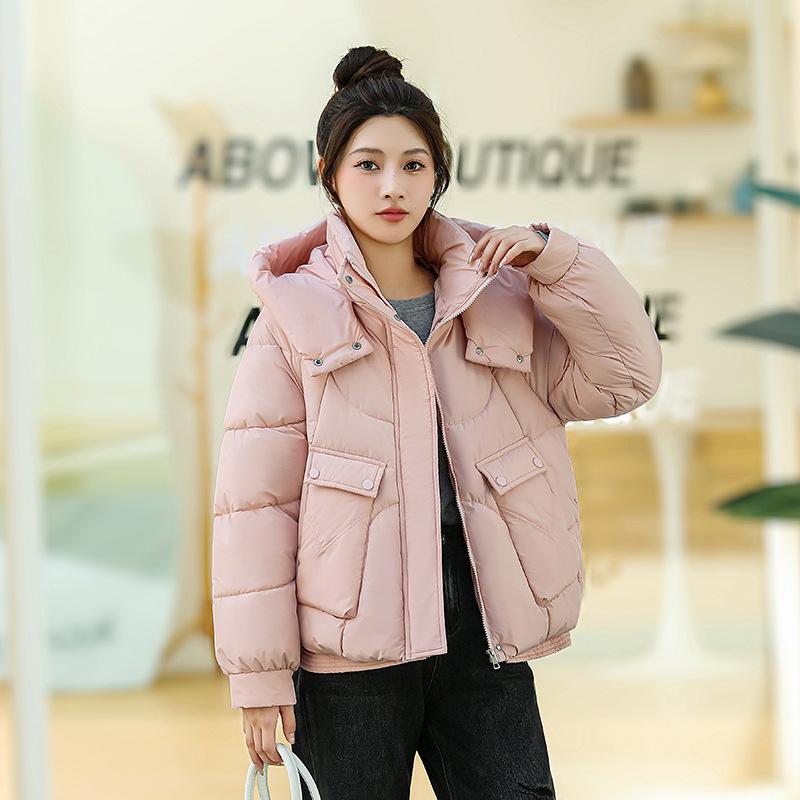 Women’s Short Hooded Windproof Thicken Warm Winter Jacket With Raglan Sleeves