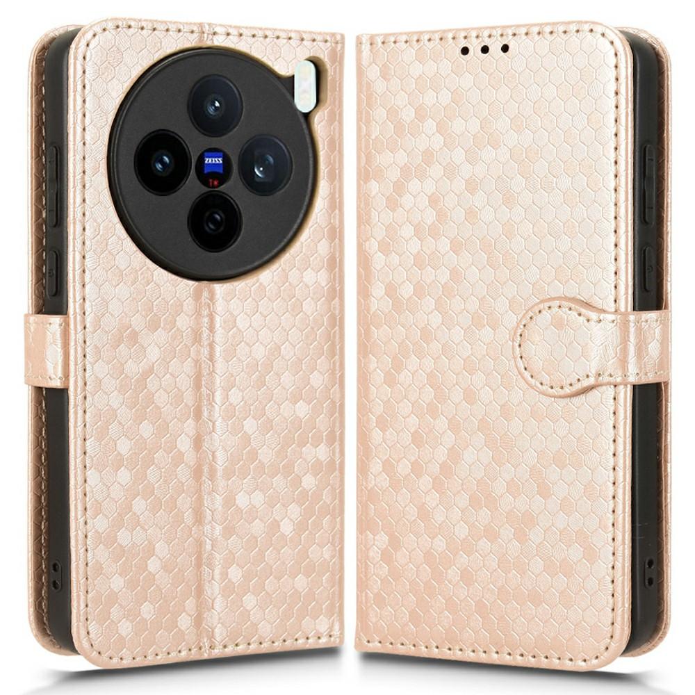 For vivo X200s 5G Wallet Case Dot Pattern Imprint PU Leather Phone Cover