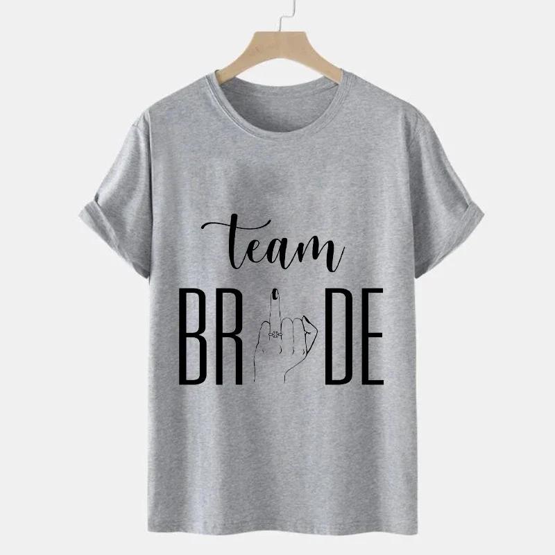Summer Top Woman Clothing Future Bride Wedding Bachelorette T-shirt Short Sleeve Bride Ring Finger Bride Team Wedding Party Tees