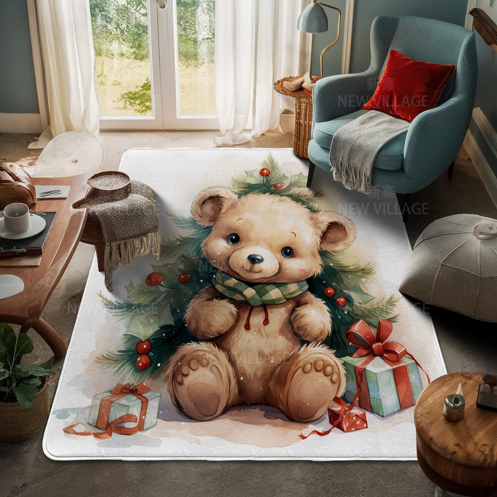 House Entrance Carpet Home Door Mat Living Room Bath Foot Bathroom Non-slip Water Absorption Rugs Bath Merry Christmas Winter