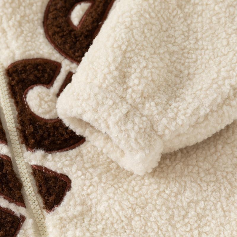 Children's Jacket 2024 Autumn New Granular Fleece Stand-up Collar Solid Color Baby Thickened Children's Zipper Shirt