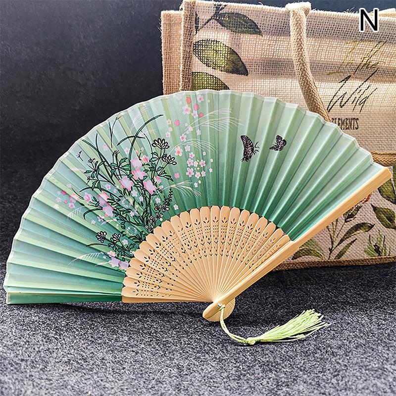 Vintage Silk Folding Hand Fan Chinese Bamboo Fans Craft Gifts Women Dance Performance Props Home Decoration Ornaments