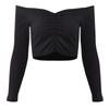Sexy Long Sleeve Off Shoulder T-shirt Crop for Women Spring Summer Autumn Basic Tees Fashion Female T-shirt Solid Color Tops