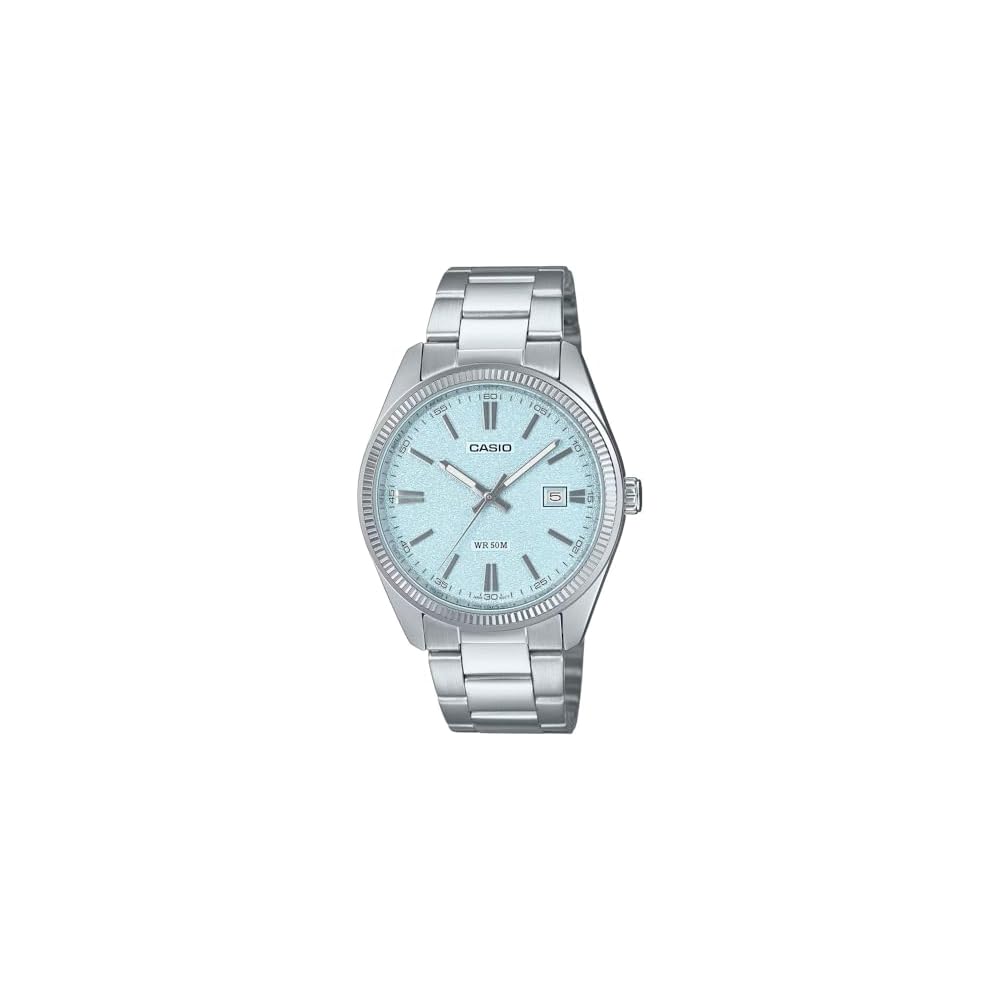 Casio MTP-1302DA-2A2 Analog Quartz Watch Silver Light Blue Stainless Steel Band