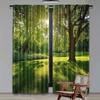 2 pieces of summer forest light and shadow printed curtains, pole bag curtains, home decoration, room decoration