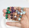 Latest Design Natural Gemstone Beads Cuff Bracelet Handmade Larimar Jewelry Real Moonstone Malachite Citrine Bangle for Girl