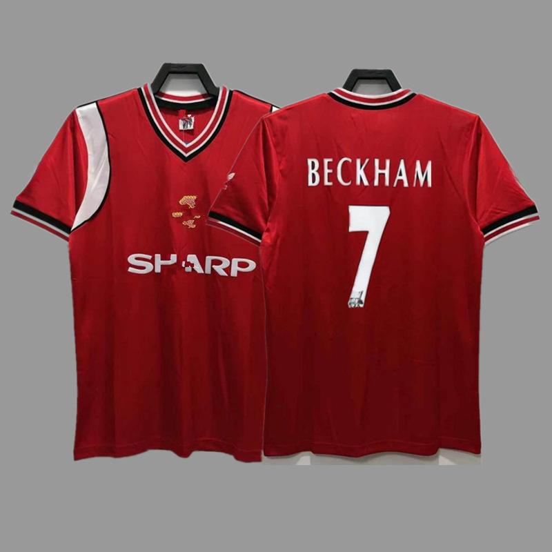 Man L Retro Jersey Football Jersey No. 7 Beckham Cantona C Ronaldo Rooney Giggs Jersey