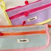 Retro Color Transparent Pencil Bag Nylon Zipper Stationery Bag Portable Mesh Pencil Case  Outdoor
