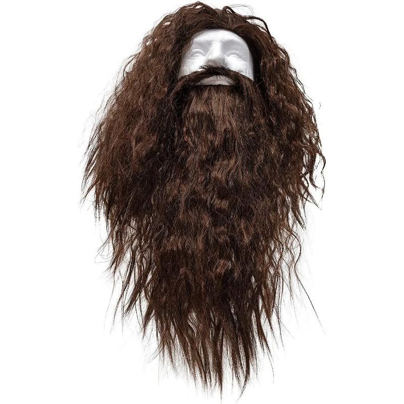 Christmas Cosplay Hobbit Gandalf Cosplay Wig and Beard Set Headpiece for Lord of the Rings Fans Party and Holiday DIY Decoration