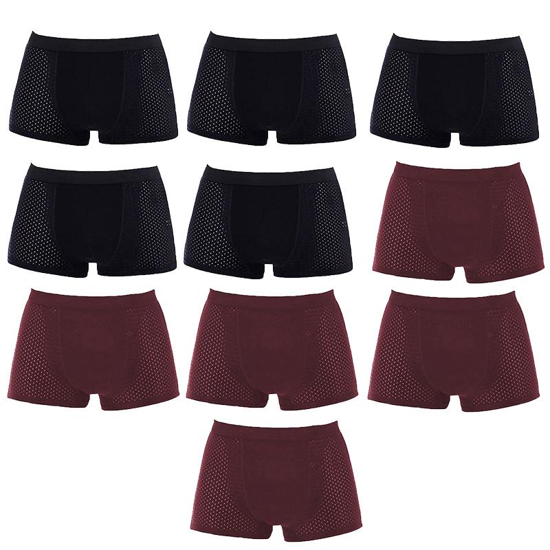 

10PCS Men s Bamboo Boxer Underpants Underwear Boxershorts Breathable Hombre Hole Sexy Shorts Lingerie Mesh Panties 4XL