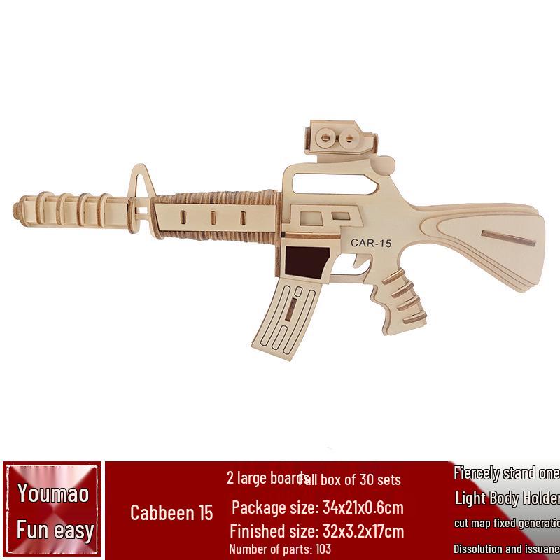 Handmade 3D Wooden Military Tank Model Puzzle for Children