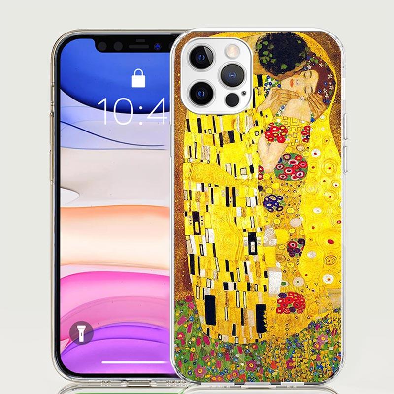 Kiss by Gustav Klimt Desig Case Phone Cover for Apple iphone 16 15 14 13 12 Mini 11 Pro Max 16E X XS XR 7 Plus 8 + SE 2020 Trend