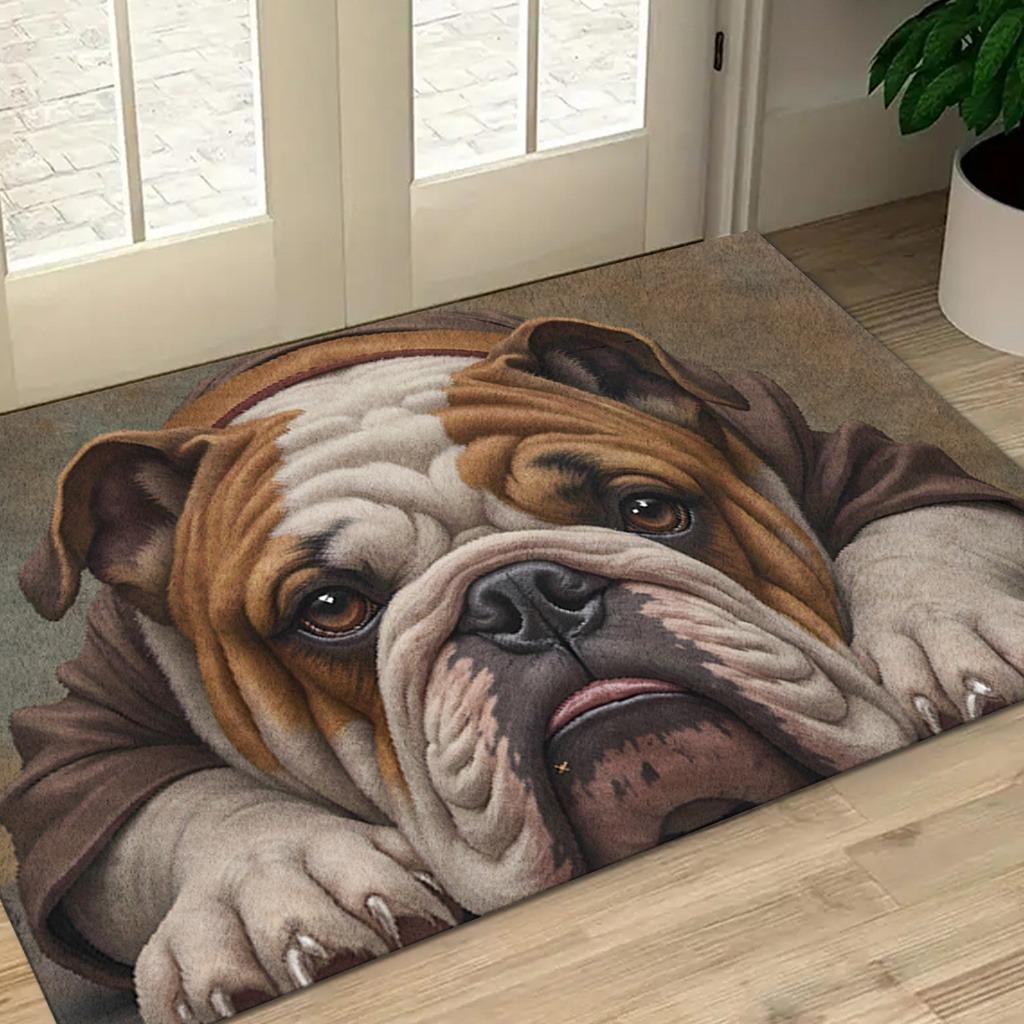 English Bulldog Fußmatte - Rutschfeste Innen-/Außen-Eingangsbodenmatte, Niedliches Bulldoggen-Gesicht Design