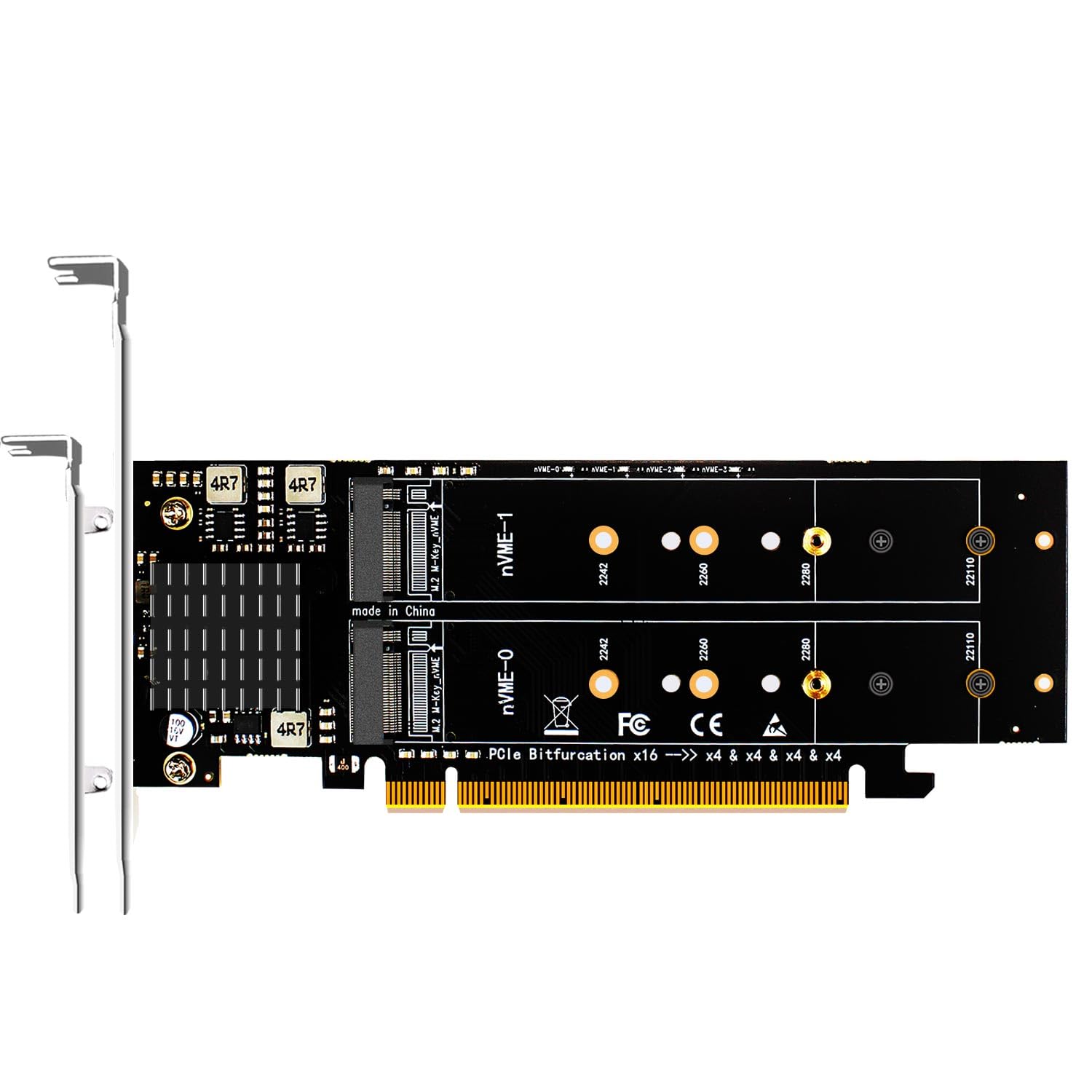 

GLOTRENDS PA41 NVMe до PCIe X16 Розширення Без функції розгалуження PCIe має підтримувати розгалуження PCIe Підтримує NVMe SSD Сумісний з Розмірами 4-портовий
