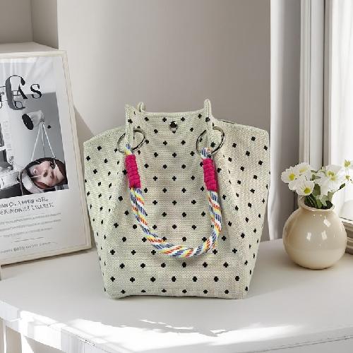 Women Knitted Bucket Tote Bag Large Capacity Versatile Handbag For Work Travel Lunch Storage